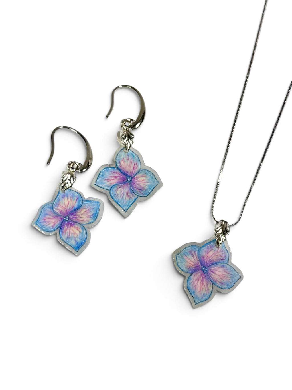Collar y aretes -  Hortensia
