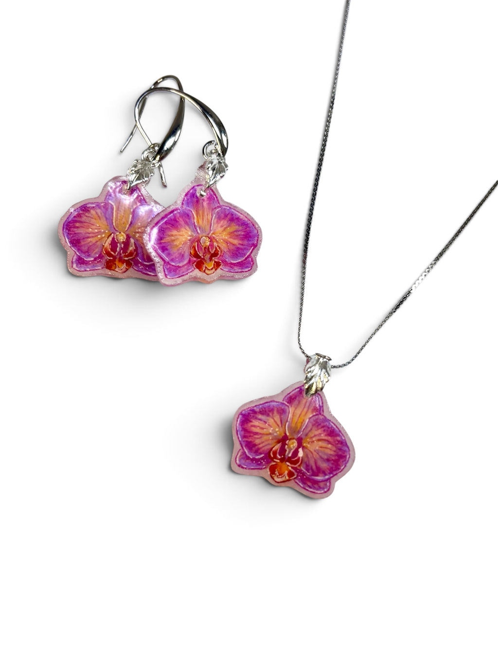 Collar y aretes -  Orquídea