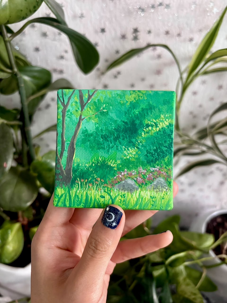 Mini lienzo - Bosquecito estilo Ghibli